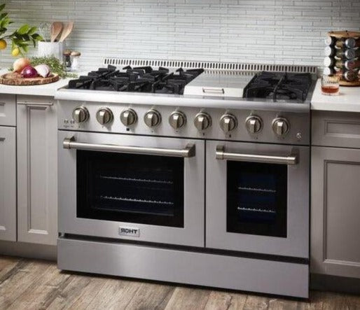 Thor Kitchen Appliance Package - 48 in. Gas Range, Range Hood, Double Drawer Refrigerator, Dishwasher - TRF-LRG4807U-601F - MyBBQDirect
