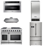 Thor Kitchen Appliance Package - 48 in. Gas Range, Range Hood, Ice Maker, Refrigerator, Microwave Drawer - HRF-TIMLRG4807U-TMD - MyBBQDirect
