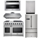 Thor Kitchen Appliance Package - 48 in. Gas Range, Range Hood, Refrigerator, Dishwasher, Wall Oven - HEW-LRG4807U-SS