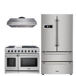 Thor Kitchen Appliance Package - 48 in. Gas Range, Range Hood, Refrigerator - TRH-LRG4807U-4805 - MyBBQDirect