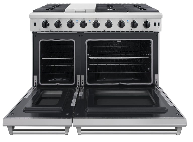 Thor Kitchen Appliance Package - 48 in. Gas Range, Range Hood, Refrigerator - TRH-LRG4807U-4805 - MyBBQDirect