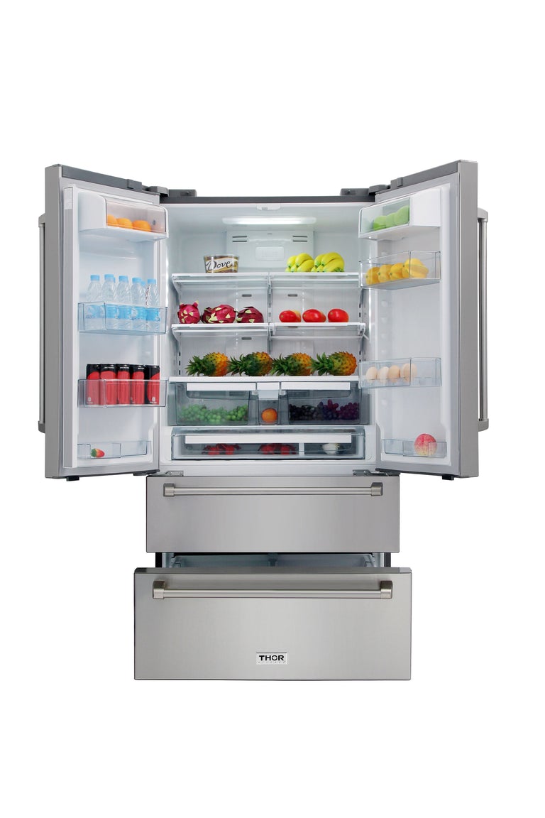 Thor Kitchen Appliance Package - 48 in. Gas Range, Range Hood, Refrigerator - TRH-LRG4807U-4805 - MyBBQDirect