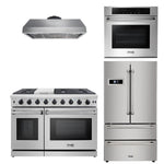 Thor Kitchen Appliance Package - 48 in. Gas Range, Range Hood, Wall Oven, Refrigerator - HEW-LRG4807U-3001 - MyBBQDirect