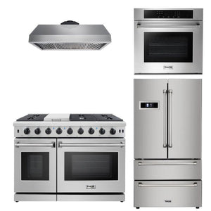 Thor Kitchen Appliance Package - 48 in. Gas Range, Range Hood, Wall Oven, Refrigerator - HEW-LRG4807U-3001 - MyBBQDirect