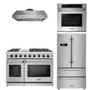 Thor Kitchen Appliance Package - 48 in. Gas Range, Range Hood, Wall Oven, Refrigerator - HEW-LRG4807U-3001