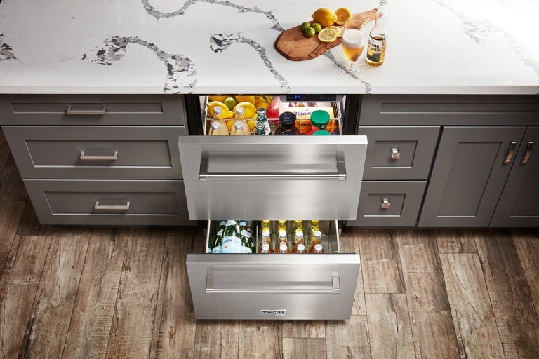 Thor Kitchen Appliance Package Professional 48 in. Gas Oven Range, Refrigerator & Double Drawer Refrigerator - TRF-HRG4808U-2401U - MyBBQDirect