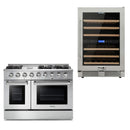 Thor Kitchen Appliance Package - Professional 48 in. Gas Range, Wine Cooler - TWC-HRG4808U-DO