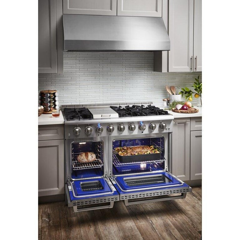 Thor Kitchen Appliance Package - Professional 48 in. Gas Range, Wine Cooler - TWC-HRG4808U-DO - MyBBQDirect