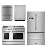 Thor Kitchen Appliance Professional 48 in. Gas Burner/Gas Oven Range, Double Drawer Refrigerator, Refrigerator & Dishwasher Package - TRF-HRG4808U - MyBBQDirect