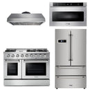 Thor Kitchen Appliance Professional 48 in. Gas Burner/Gas Oven Range, Range Hood, Refrigerator & Microwave Drawer Package - TMD-HRG4808U-2401