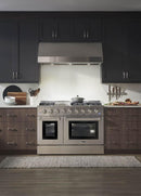 Thor Kitchen Appliance Professional 48 in. Gas Burner/Gas Oven Range, Range Hood, Refrigerator & Microwave Drawer Package - TMD-HRG4808U-2401