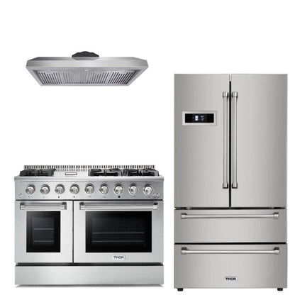 Thor Kitchen Appliance Professional 48 in. Gas Burner/Gas Oven Range, Refrigerator & Range Hood Package - TRH-HRG4808U-4806 - MyBBQDirect