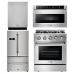 Thor Kitchen Package - 30 in. Gas Burner/Electric Oven Range, Microwave Drawer, Refrigerator, Dishwasher
