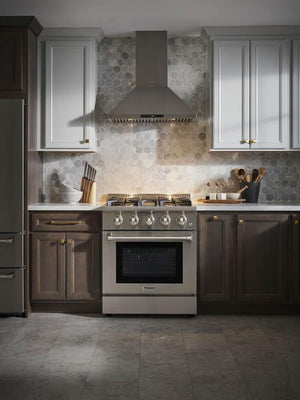 Thor Kitchen Package - 30 in. Gas Burner/Electric Oven Range, Microwave Drawer, Refrigerator, Dishwasher