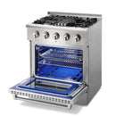 Thor Kitchen Package - 30 in. Gas Burner/Electric Oven Range, Microwave Drawer, Refrigerator, Dishwasher
