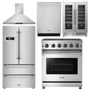 Thor Kitchen Package - 30 in. Gas Range, Range Hood, Refrigerator, Dishwasher, Wine Cooler