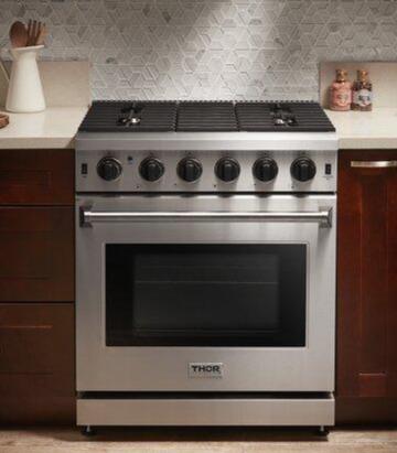 Thor Kitchen Package - 30 in. Gas Range, Range Hood, Refrigerator, Dishwasher, Wine Cooler
