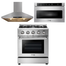 Thor Kitchen Package - 30 in. Professional Natural Gas Range, Range Hood, Microwave Drawer