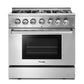 Thor Kitchen Package - 36 in. Gas Burner/Electric Oven Range, Range Hood, Refrigerator, Dishwasher, Wine Cooler 