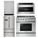 Thor Kitchen Package - 36 in.  Gas Range, Microwave Drawer, Refrigerator, Dishwasher 