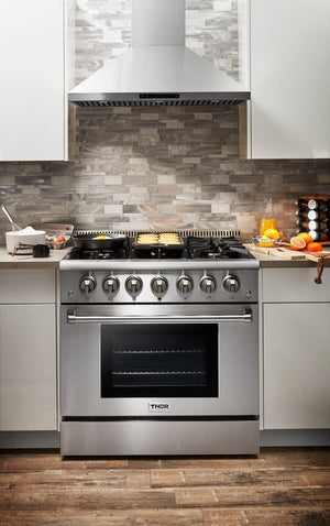Thor Kitchen Package - 36 in.  Gas Range, Microwave Drawer, Refrigerator, Dishwasher 