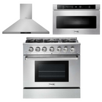Thor Kitchen Package - 36 in. Gas Range, Range Hood, Microwave Drawer