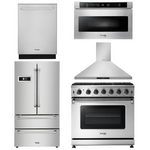 Thor Kitchen Package - 36 in. Gas Range, Range Hood, Microwave Drawer, Refrigerator, Dishwasher