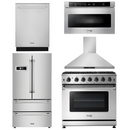 Thor Kitchen Package - 36 in. Gas Range, Range Hood, Microwave Drawer, Refrigerator, Dishwasher