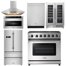 Thor Kitchen Package - 36 in. Gas Range, Range Hood, Microwave Drawer, Refrigerator, Dishwasher, Wine Cooler