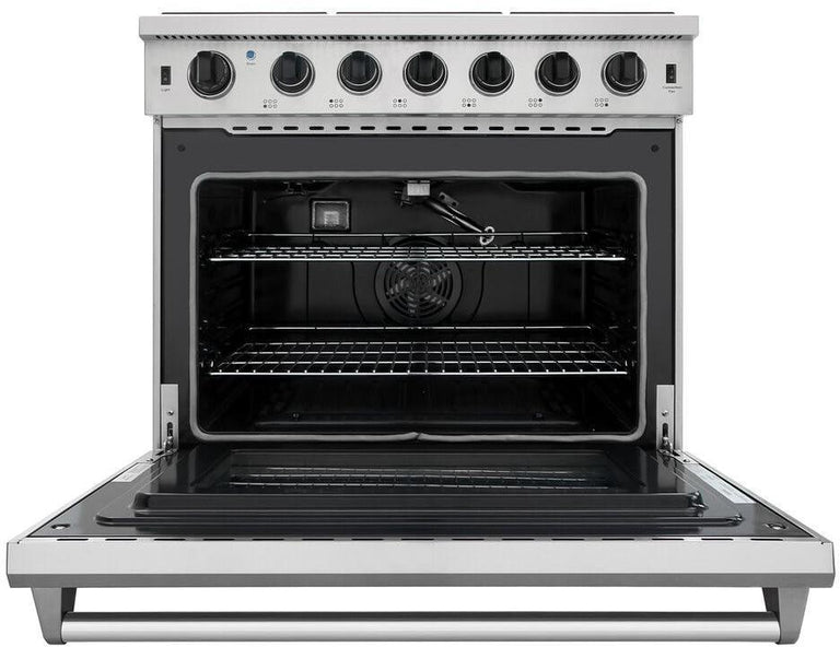 Thor Kitchen Package - 36 in. Gas Range, Range Hood, Microwave Drawer, Refrigerator, Dishwasher, Wine Cooler