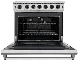 Thor Kitchen Package - 36 in. Gas Range, Range Hood, Microwave Drawer, Refrigerator, Dishwasher, Wine Cooler