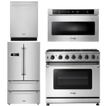 Thor Kitchen Package - 36 in. Natural Gas Range, Microwave Drawer, Refrigerator, Dishwasher 