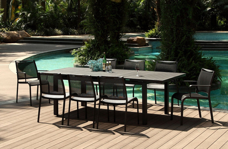 Whiteline Mod -    Black Alum Outdoor Extendable Dining Table DT1567 - PrimeFair