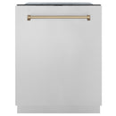 ZLINE Autograph Edition 24 in. 3rd Rack Top Touch Control Tall Tub Dishwasher in Stainless Steel with Accent Handle, 45dBa (DWMTZ-304-24) - MyBBQDirect