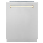 ZLINE Autograph Edition 24 in. 3rd Rack Top Touch Control Tall Tub Dishwasher in Stainless Steel with Accent Handle, 45dBa (DWMTZ-304-24) - MyBBQDirect