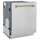 ZLINE 36 in. Autograph Edition Kitchen Package with Stainless Steel Dual Fuel Range, Range Hood and Dishwasher with Champagne Bronze Accents (3AKP-RARHDWM36-CB) - MyBBQDirect