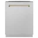 ZLINE Autograph Edition 24 in. 3rd Rack Top Control Tall Tub Dishwasher in Fingerprint Resistant Stainless Steel with Accent Handle, 45dBa (DWMTZ-SN-24) - MyBBQDirect
