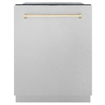 ZLINE Autograph Edition 24 in. 3rd Rack Top Control Tall Tub Dishwasher in Fingerprint Resistant Stainless Steel with Accent Handle, 45dBa (DWMTZ-SN-24) - MyBBQDirect
