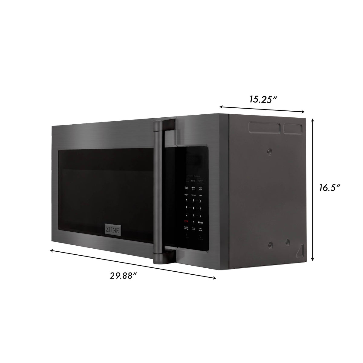 ZLINE 30 in. Recirculating Over the Range Convection Microwave Oven with Traditional Handle and Charcoal Filters in Black Stainless Steel (MWO-OTRCFH-30-BS) - MyBBQDirect