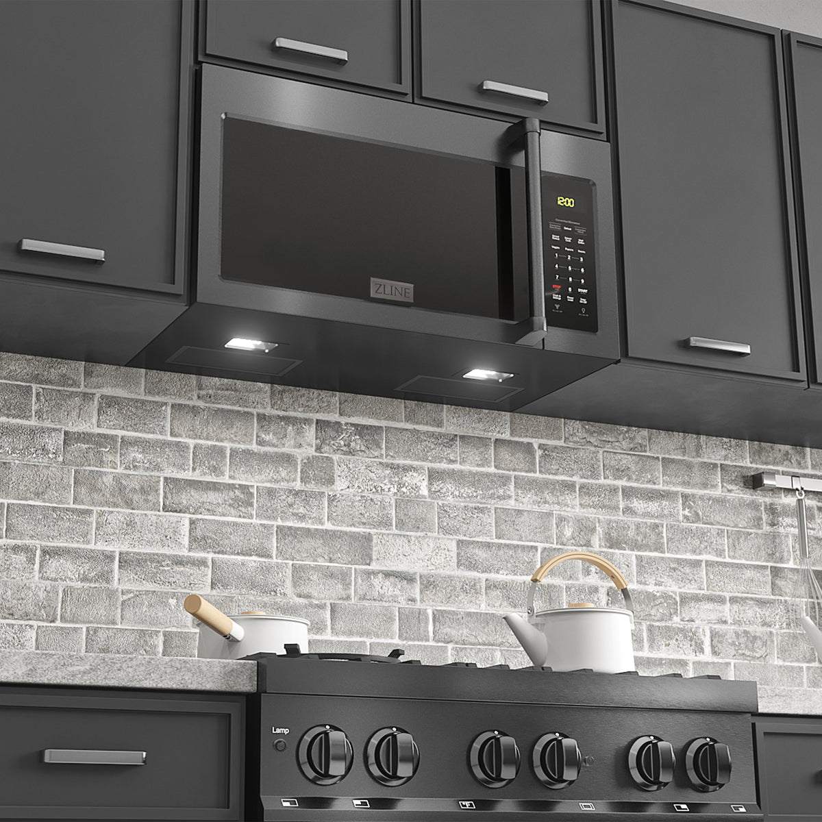 ZLINE 30 in. Recirculating Over the Range Convection Microwave Oven with Traditional Handle and Charcoal Filters in Black Stainless Steel (MWO-OTRCFH-30-BS) - MyBBQDirect