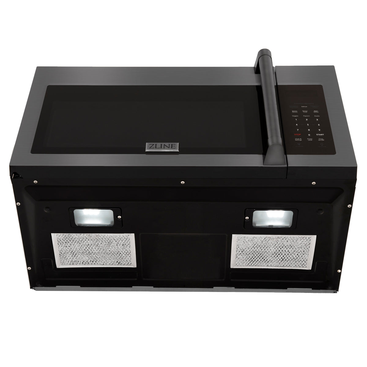 ZLINE 30 in. Recirculating Over the Range Convection Microwave Oven with Traditional Handle and Charcoal Filters in Black Stainless Steel (MWO-OTRCFH-30-BS) - MyBBQDirect