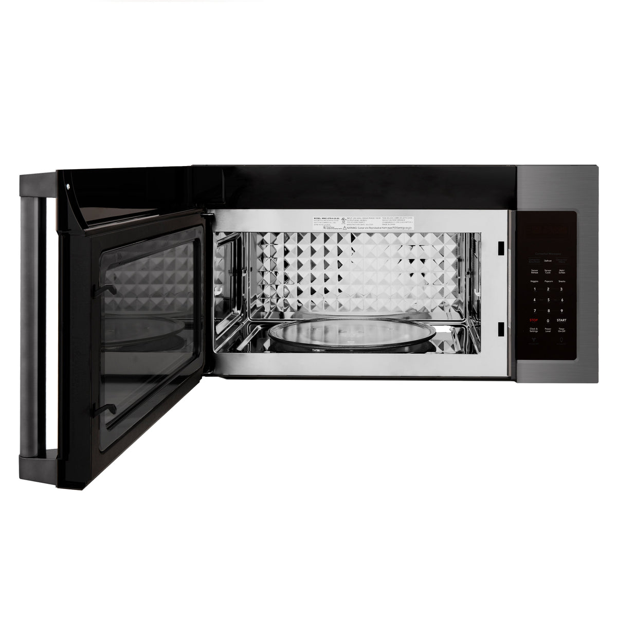 ZLINE 30 in. Recirculating Over the Range Convection Microwave Oven with Traditional Handle and Charcoal Filters in Black Stainless Steel (MWO-OTRCFH-30-BS) - MyBBQDirect
