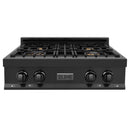 ZLINE 30" Porcelain Gas Stovetop in Black Stainless with Brass Burners (RTB-BR-30)