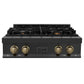 ZLINE Autograph Edition 30 in. Porcelain Rangetop with 4 Gas Burners in Black Stainless Steel and Accents (RTBZ-30)