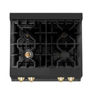 ZLINE Autograph Edition 30 in. Porcelain Rangetop with 4 Gas Burners in Black Stainless Steel and Accents (RTBZ-30)