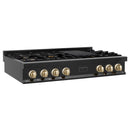 ZLINE Autograph Edition 48 in. Porcelain Rangetop with 7 Gas Burners in Black Stainless Steel and Accents (RTBZ-48)