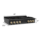 ZLINE Autograph Edition 48 in. Porcelain Rangetop with 7 Gas Burners in Black Stainless Steel and Accents (RTBZ-48)