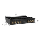 ZLINE Autograph Edition 48 in. Porcelain Rangetop with 7 Gas Burners in Black Stainless Steel and Accents (RTBZ-48)
