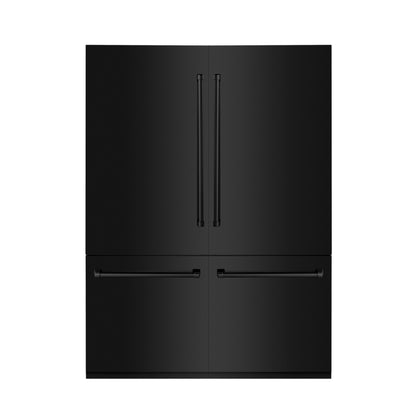 ZLINE 60 in. 32.2 cu. ft. Built-In 4-Door French Door Refrigerator with Internal Water and Ice Dispenser in Black Stainless Steel (RBIV-BS-60) - MyBBQDirect