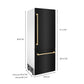 ZLINE 30 in. Autograph Edition 16.1 cu. ft. Built-in 2-Door Bottom Freezer Refrigerator with Internal Water and Ice Dispenser in Black Stainless Steel with Champagne Bronze Accents (RBIVZ-BS-30-CB)